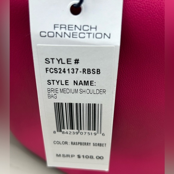 NWT MSRP $108 French Connection Brie Medium Shoulder Bag in Raspberry Sorbet - Picture 6 of 8